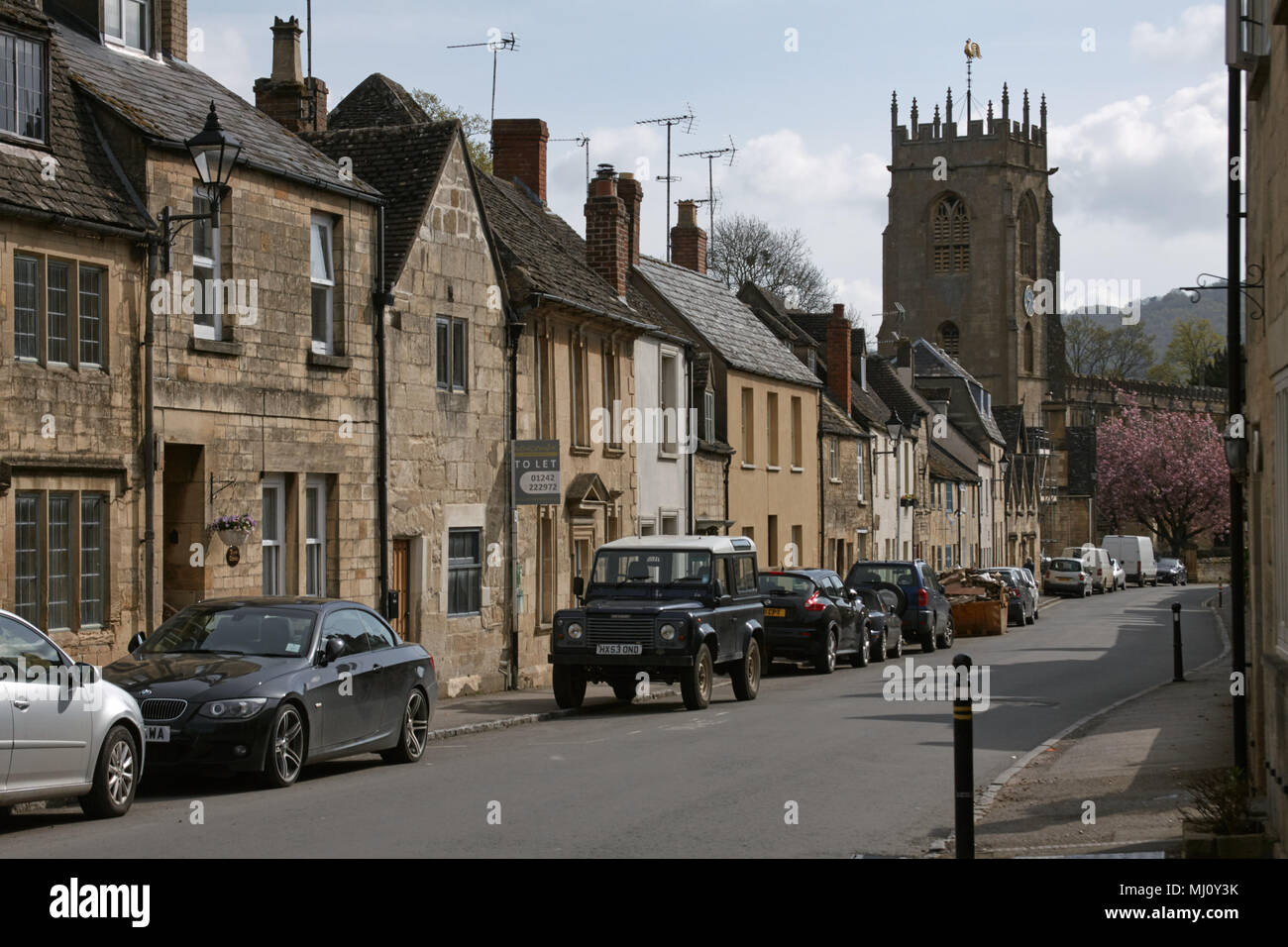 Reihenhaus Cotswold Häuser aus Stein auf winchcombe High Street, Gloucestershire, Stockfoto