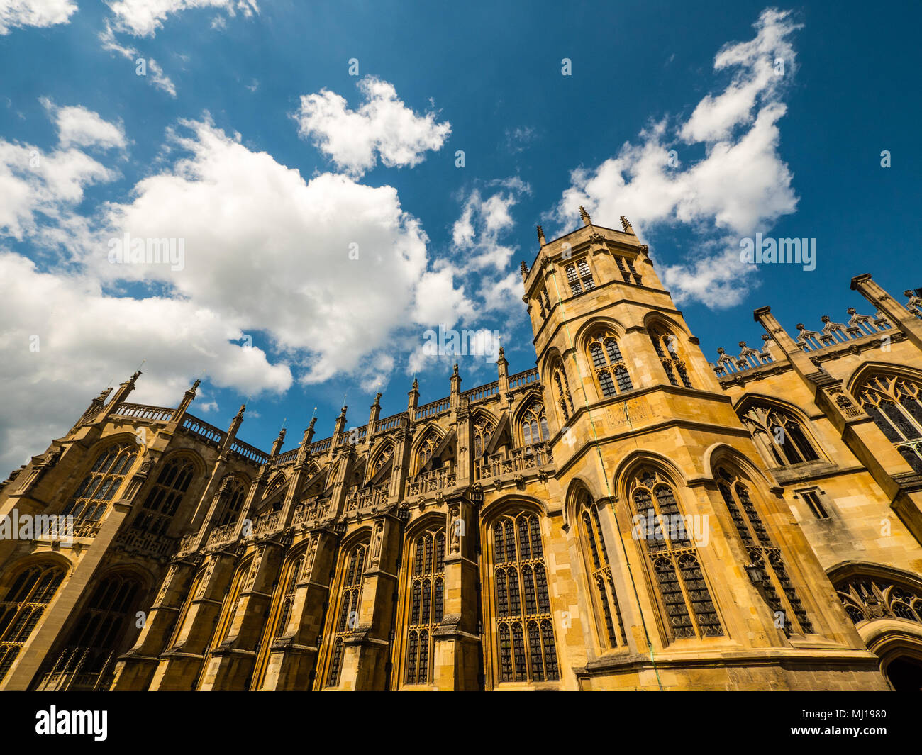 Die St Georges Kapelle, Lage des Royal Wedding 2018, Schloss Windsor, Windsor, Berkshire, England, UK, GB. Stockfoto