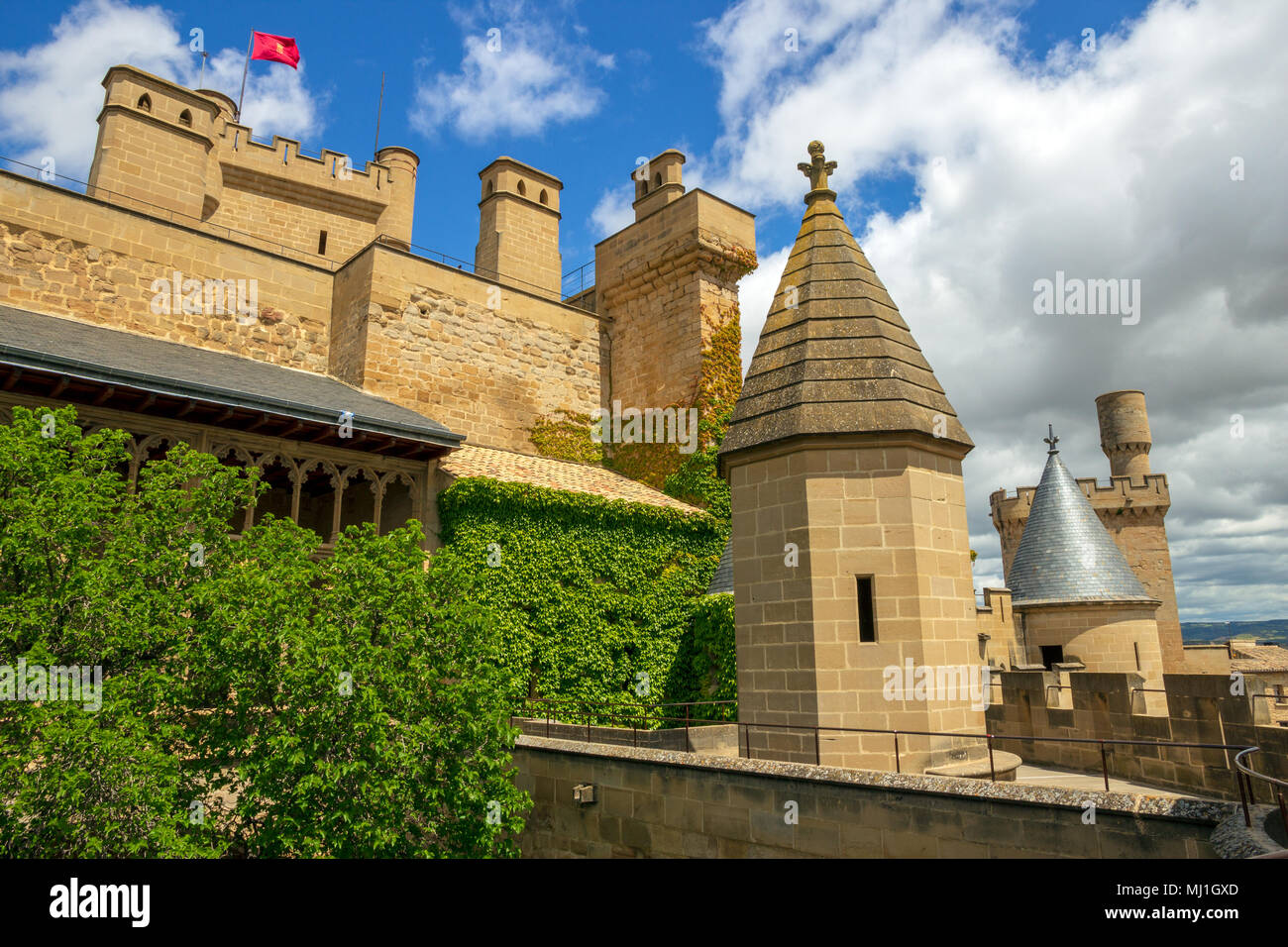 Schloss, in das mittelalterliche Dorf von Olite in Navarra, Spanien Stockfoto