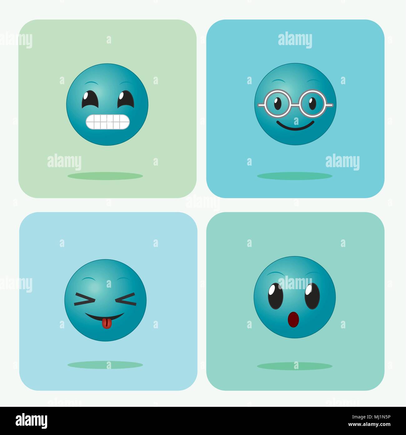 Satz von emojis auf Plätzen Symbole Stock Vektor