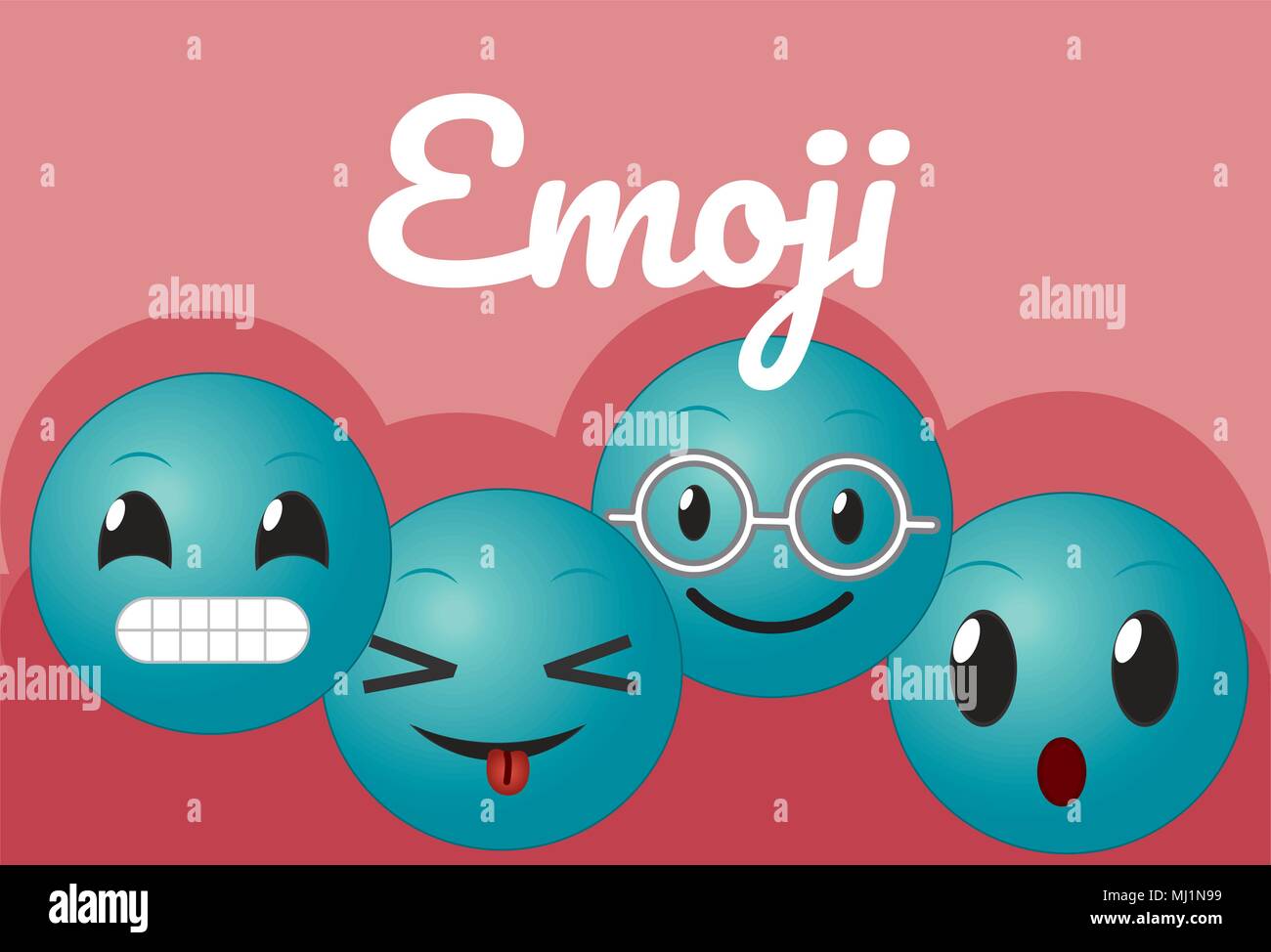 Nette runde emojis Cartoons Stock Vektor