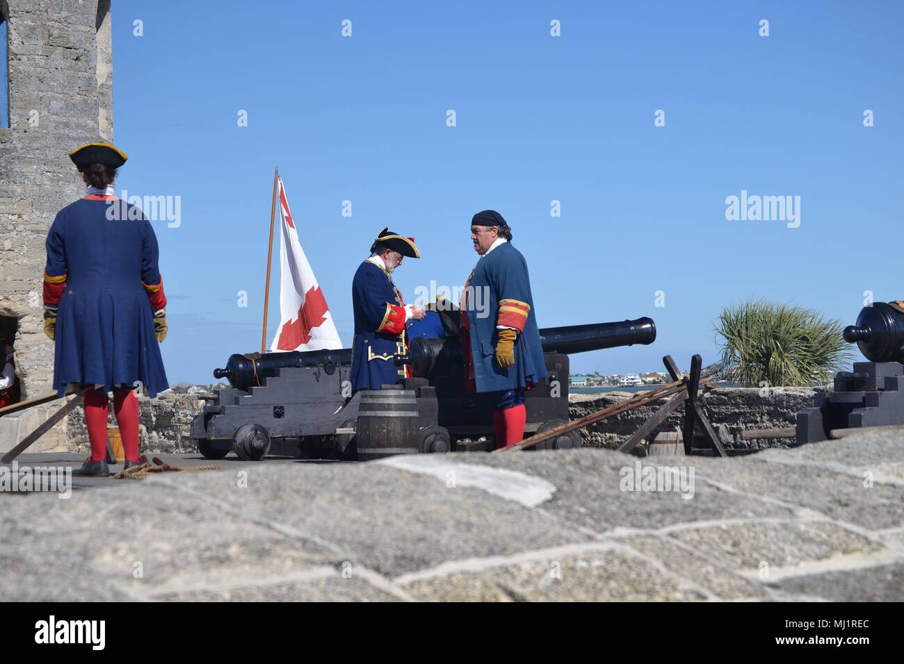 Castillo de San Marcos-Cannon Feuernde Demonstration 1 Stockfoto