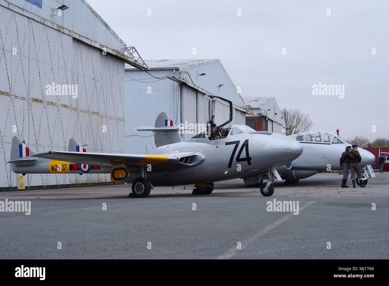 De Havilland Vampire T11, WZ507, G-VTII, am Flughafen Coventry Stockfoto