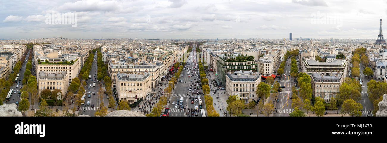 Paris als vom Triumphbogen gesehen Stockfoto