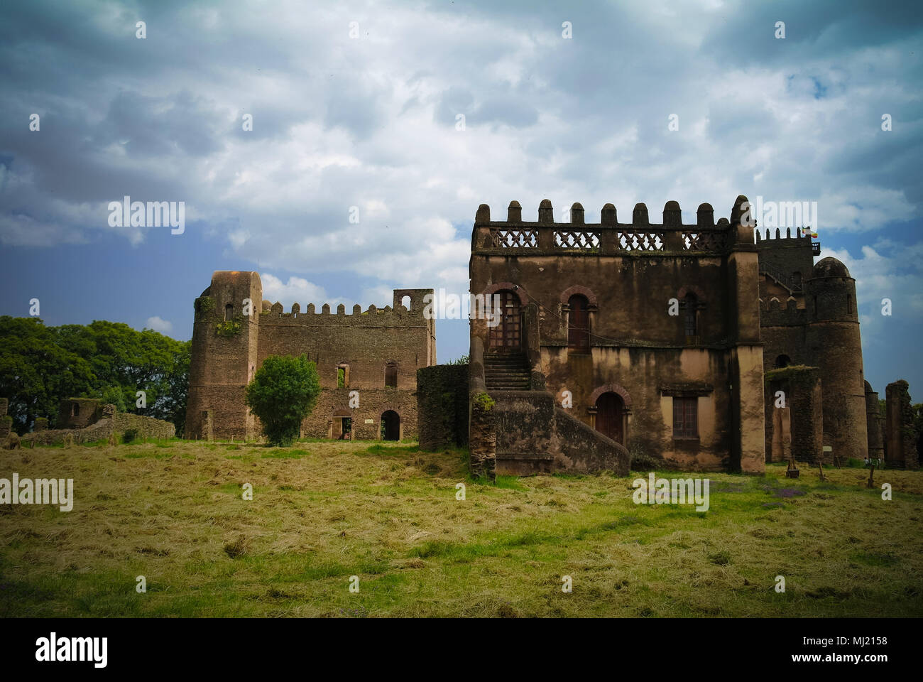 Fasilidas Schloss und Bibliothek in Fasil Ghebbi Website in Gonder, Äthiopien Stockfoto