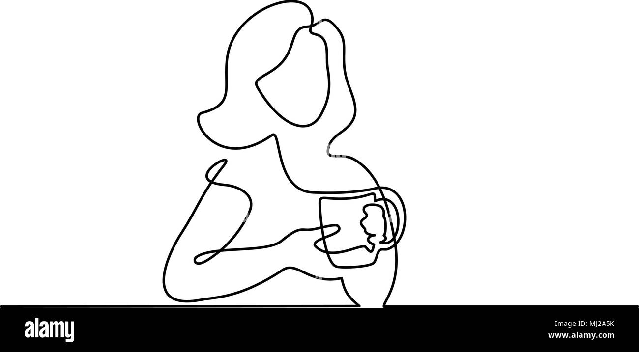 Abstrakte Porträt einer Frau mit Tasse Tee Stock Vektor