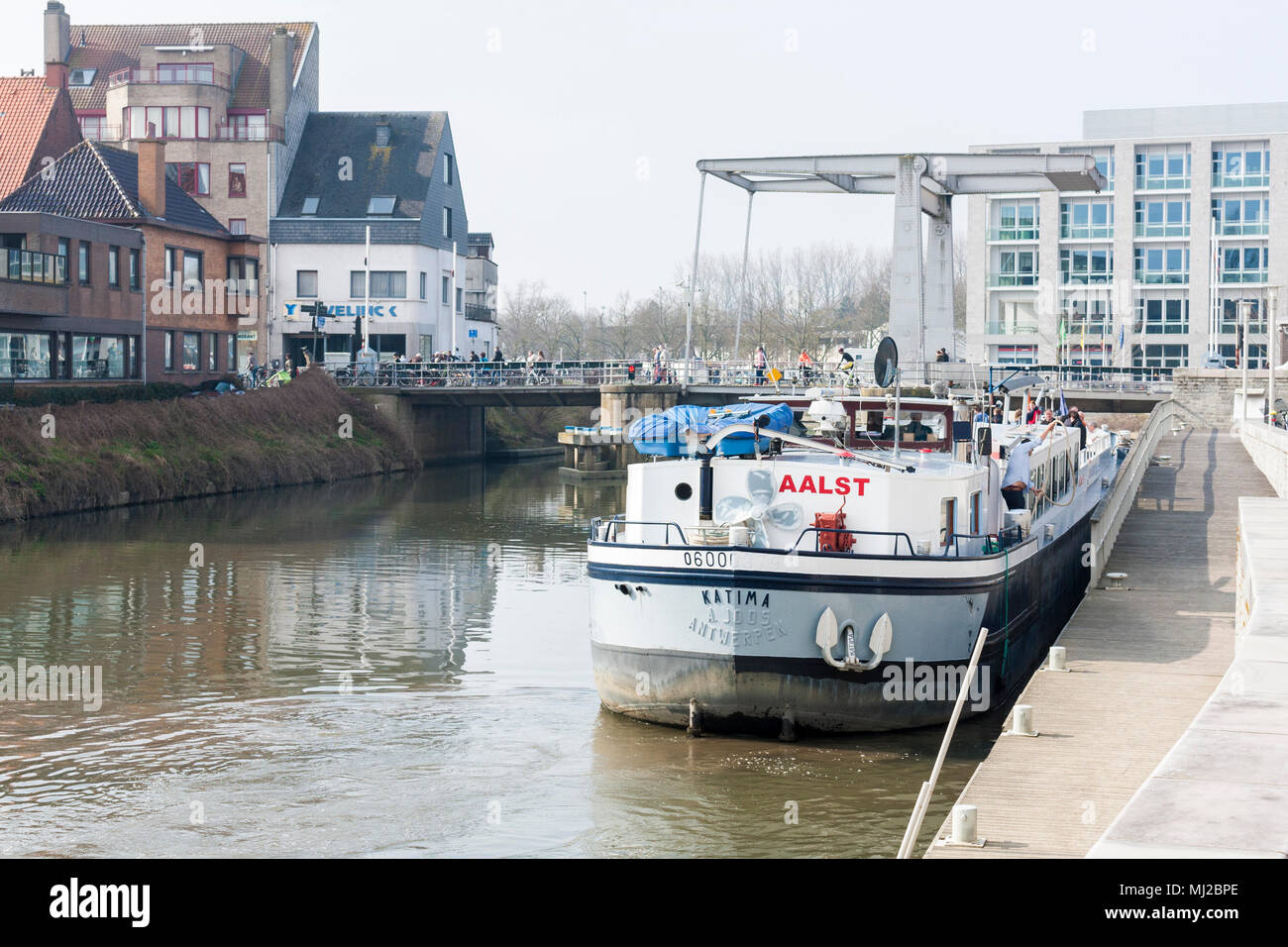 Geführte River Tour Boot, KATIMA, bis auf dem Fluß Leie, Deinze, Belgien, 2018 günstig Stockfoto