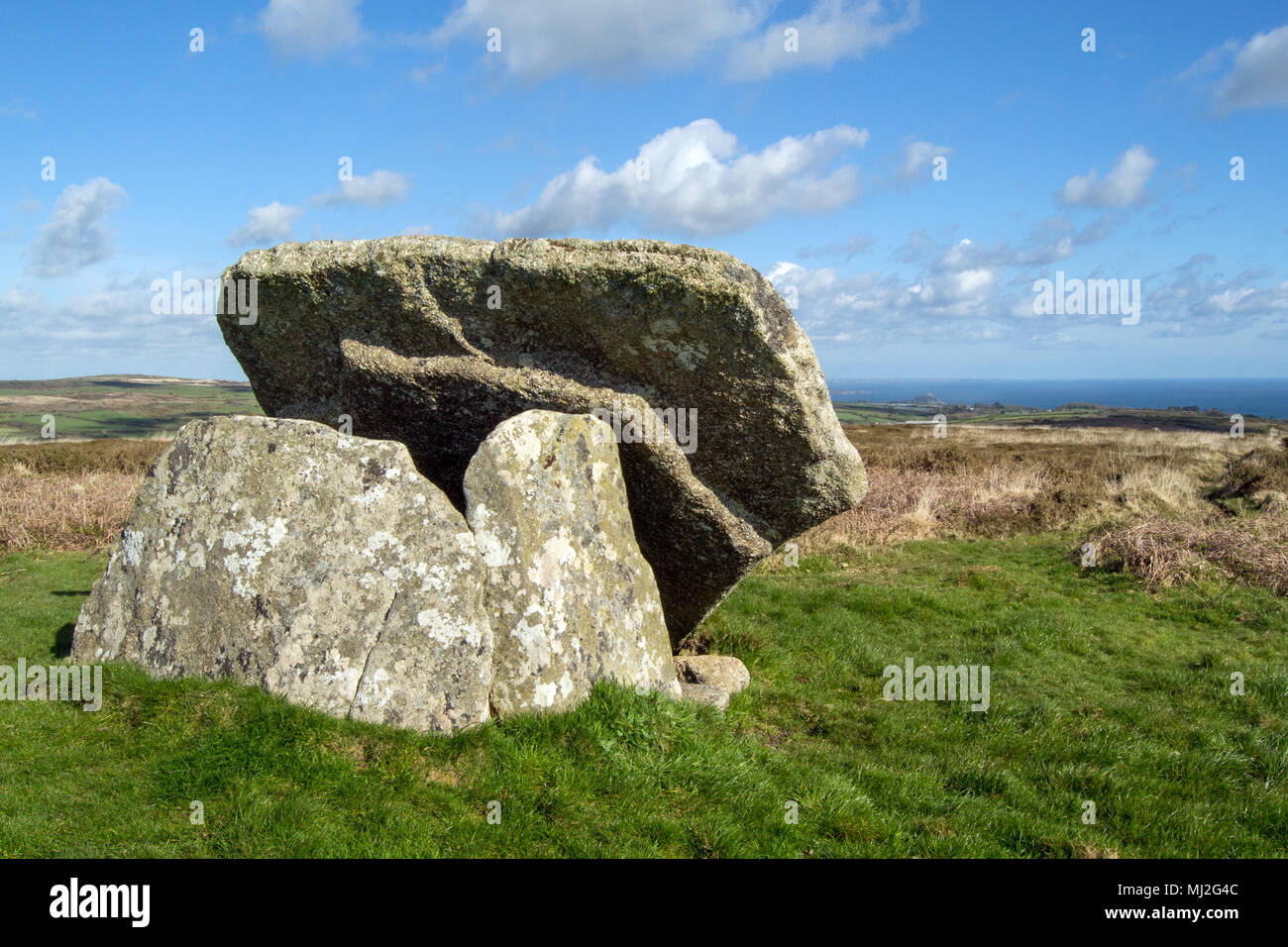 Mulfra Quoit, Alte Grabkammer, Cornwall, Großbritannien Stockfoto
