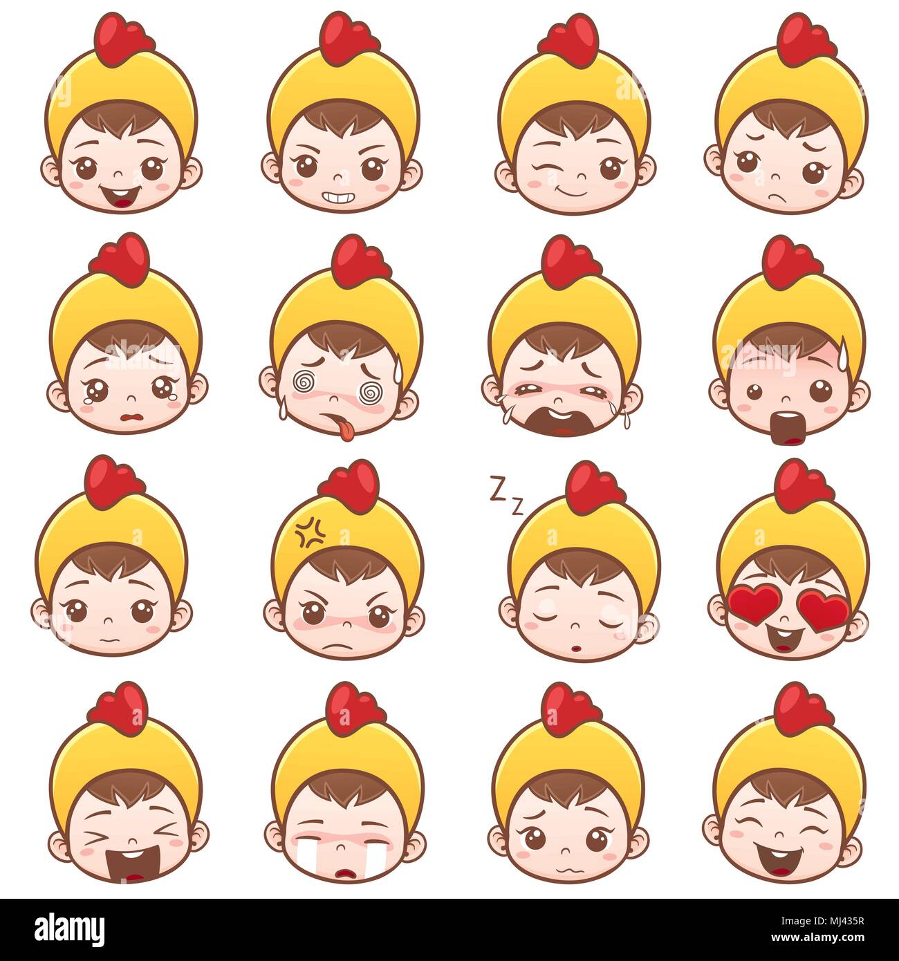 Vector Illustration von niedlichen Baby Emoticons. Emoji Icons Stock Vektor