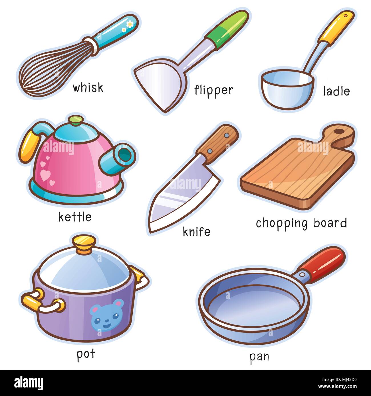 Vector Illustration von Cartoon Küche tools Wortschatz Alamy