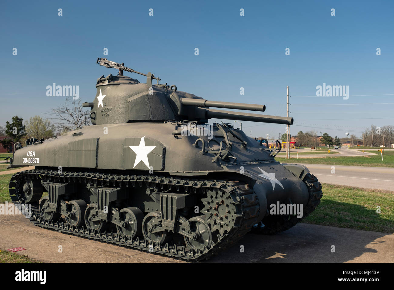 FORT LEONARD WOOD, MO - 29. APRIL 2018: General Sherman Medium Tank M4A3E8 Stockfoto