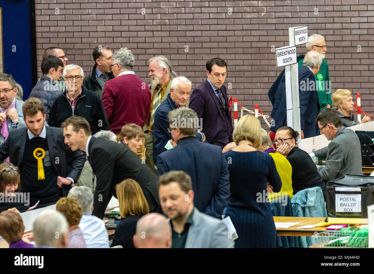 Brentwood Essex 5 Mai 2018 die Wahl auf Hochtouren an der Brentwood Wahl zählen Kredit Ian Davidson/Alamy leben Nachrichten Stockfoto