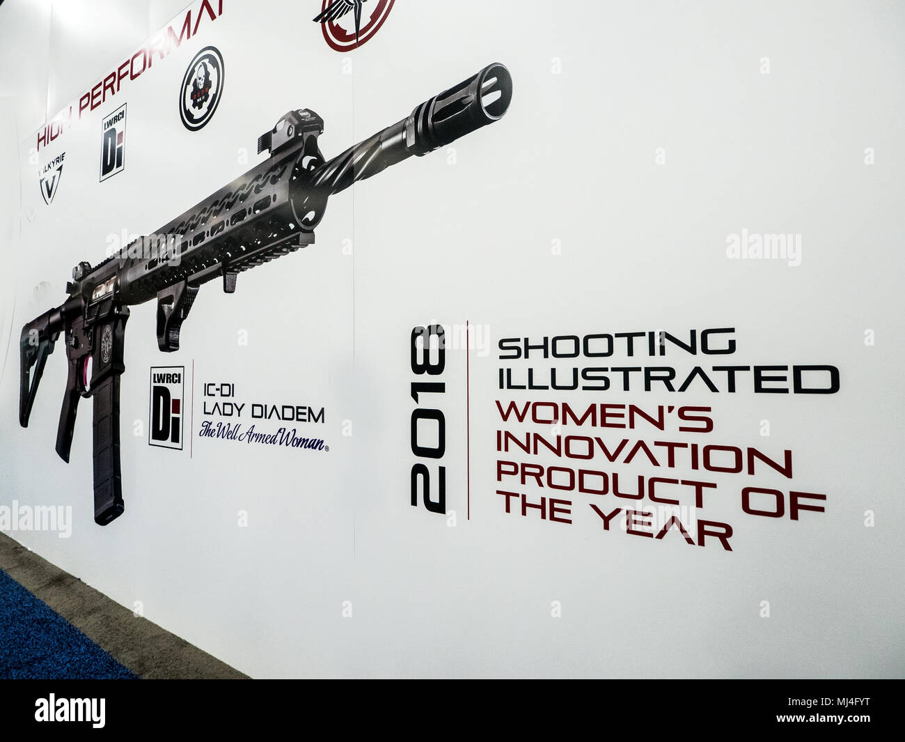 Dallas, USA. 4. Mai, 2018. Dallas, Texas - 04/05/2018 - Nur für die Damen, eine halbautomatische 'Lady Diadem" sollte aus Angreifer abschrecken. War Shooter illustrierten Zeitschriften Frauen Innovation Produkt des Jahres 2018 Credit: J. G. Domke/Alamy leben Nachrichten Stockfoto