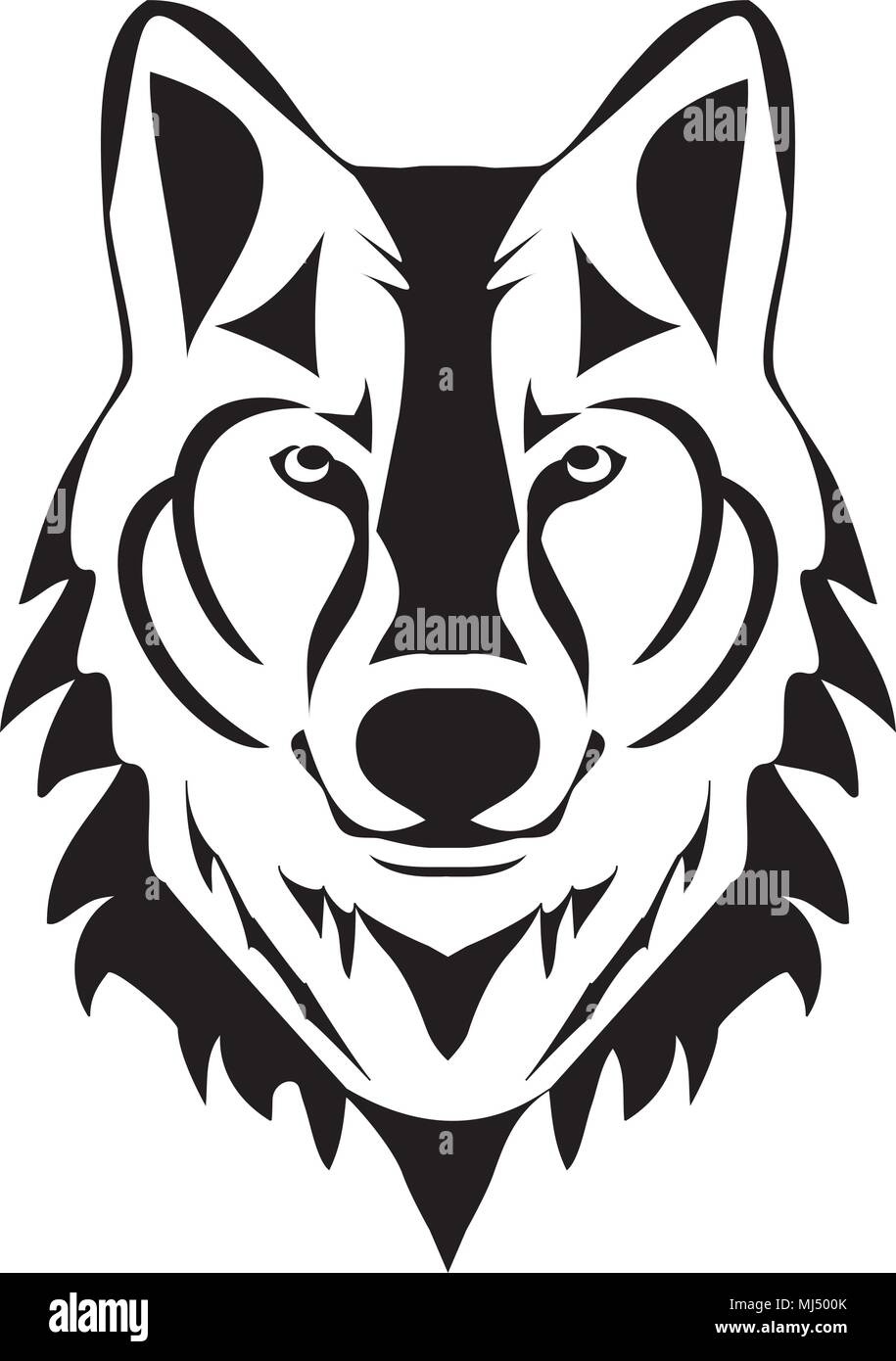 Vector Illustration eines Wolfskopf Silhouette Stock Vektor