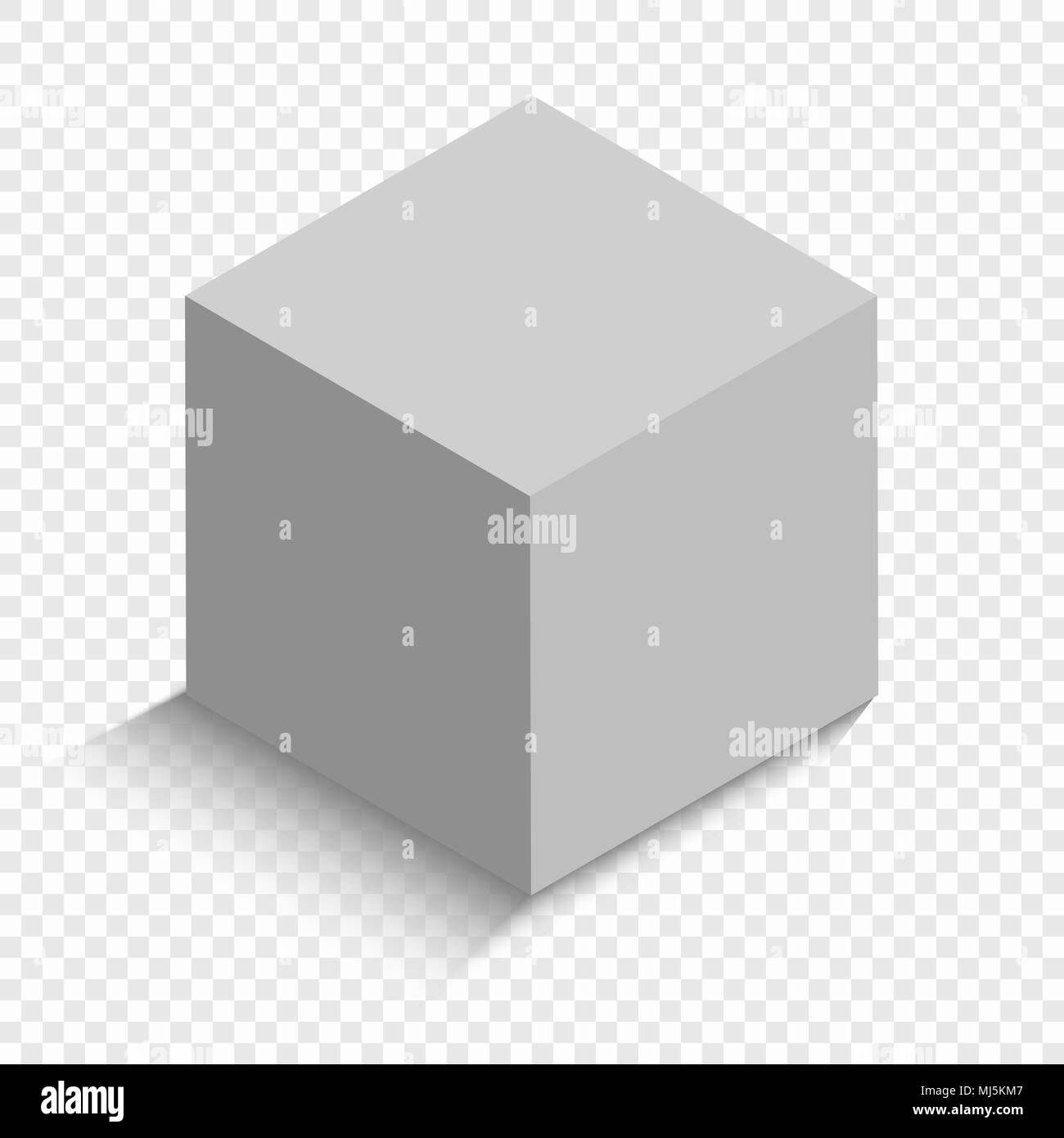 White Cube mit einer Perspektive. 3d-Modell mit einem Schatten Stock Vektor