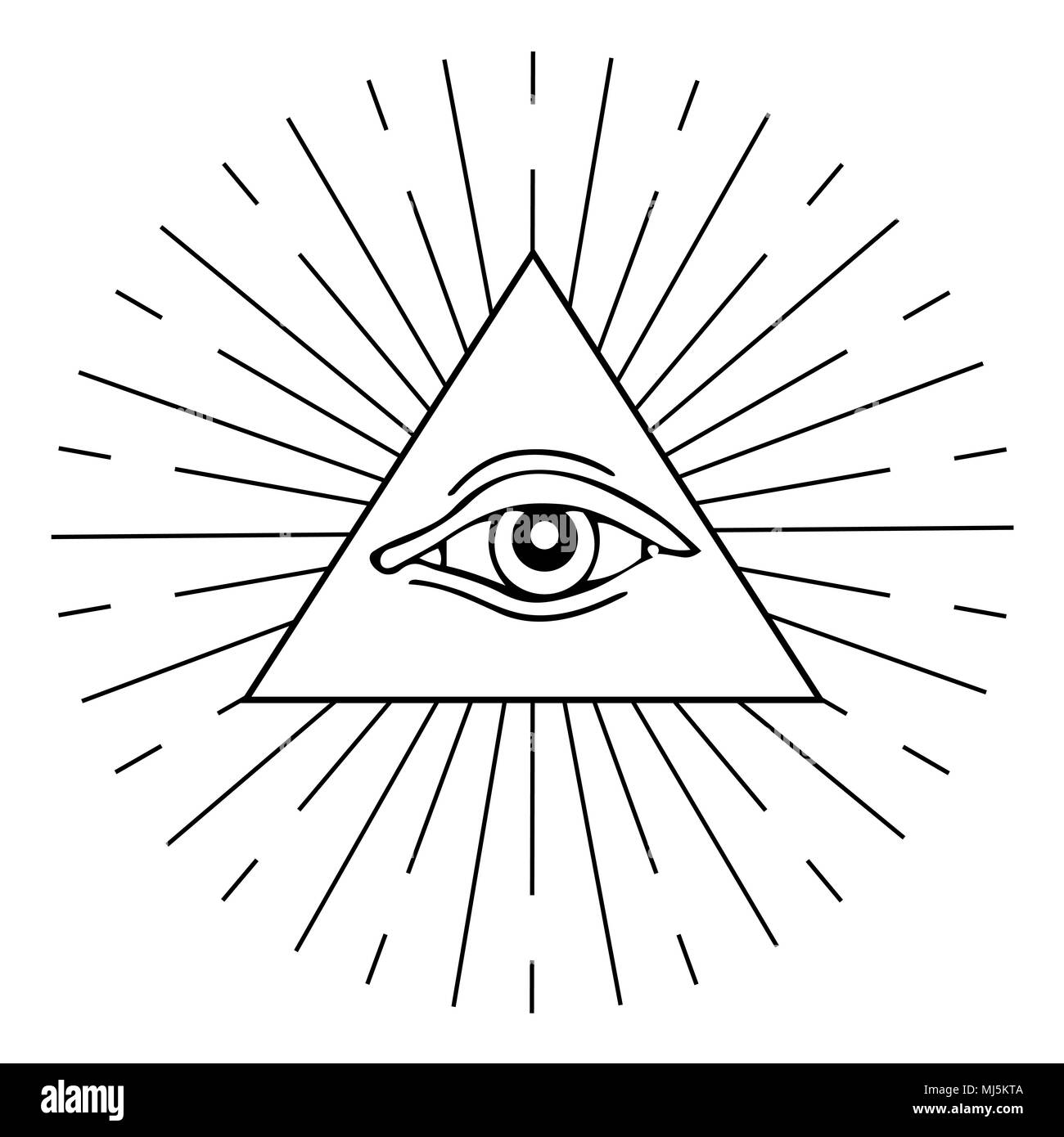 Auge der Vorsehung. Freimaurer und esoterischer Symbol. Stock Vektor