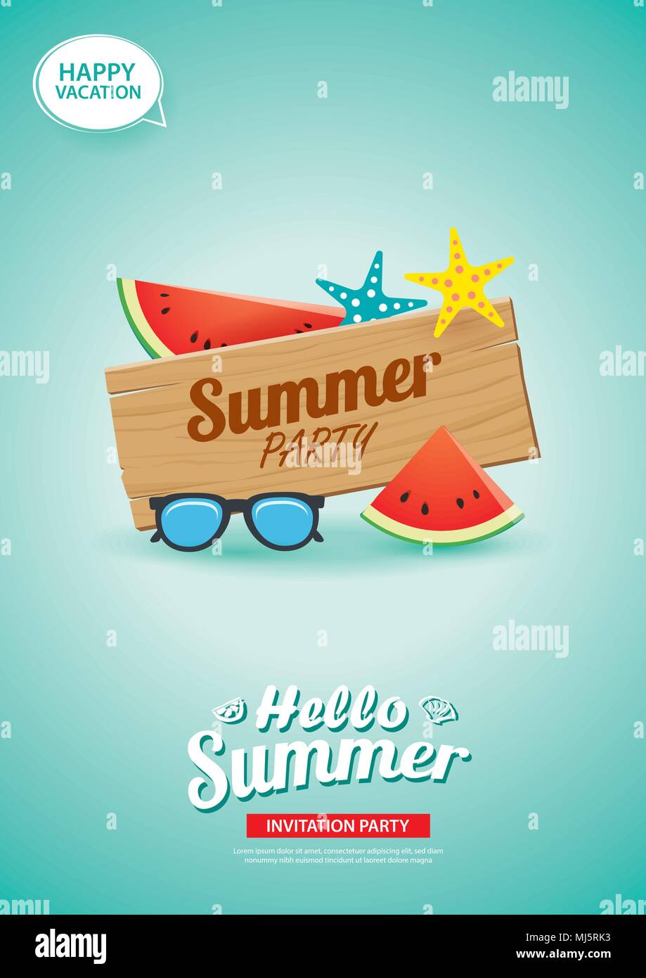 Hallo Sommer Card Banner Mit Holz Hintergrund Verwenden Sie Fur Poster Flyer Werbung Broschure Einladungen Flyer Stock Vektorgrafik Alamy