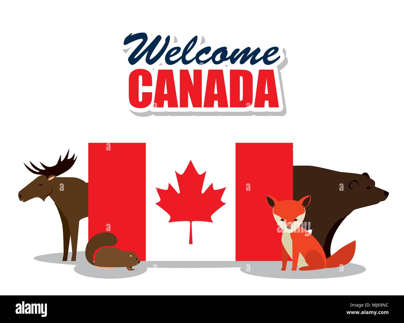 Die kanadische Kultur eine Gruppe von Tieren, Stock Vektor