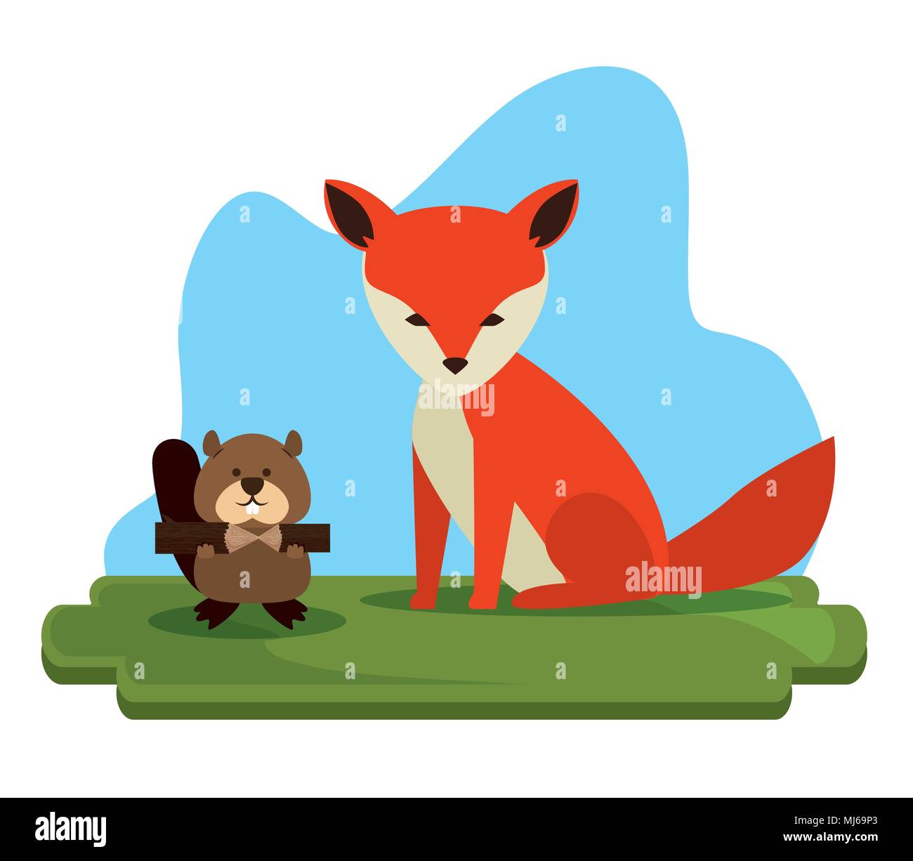 Kanadische fox Szene Symbol Stock Vektor