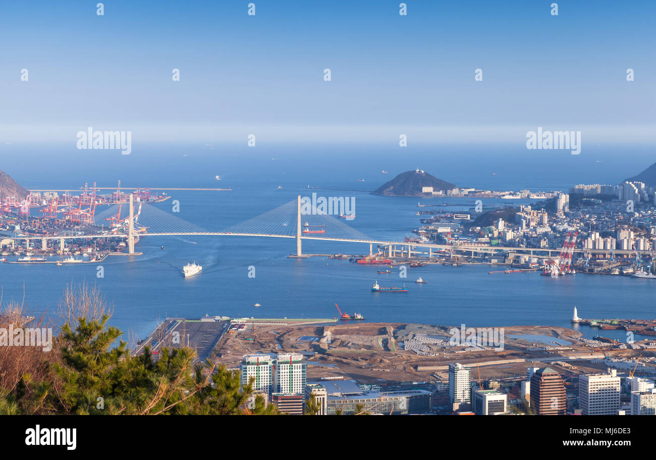 Antenne Panoramablick von Busan, Südkorea Stockfoto
