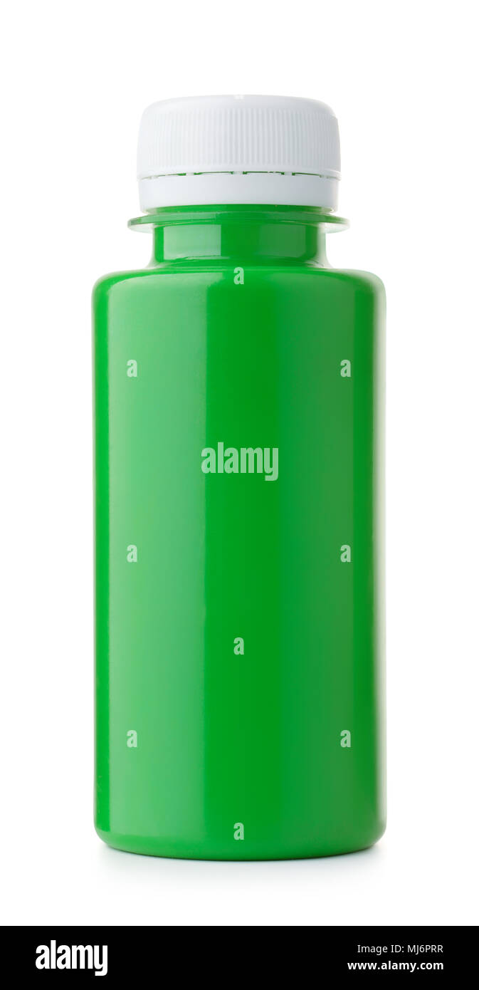 Pigment grün Farbe einfügen Flasche auf weißen isoliert Stockfoto