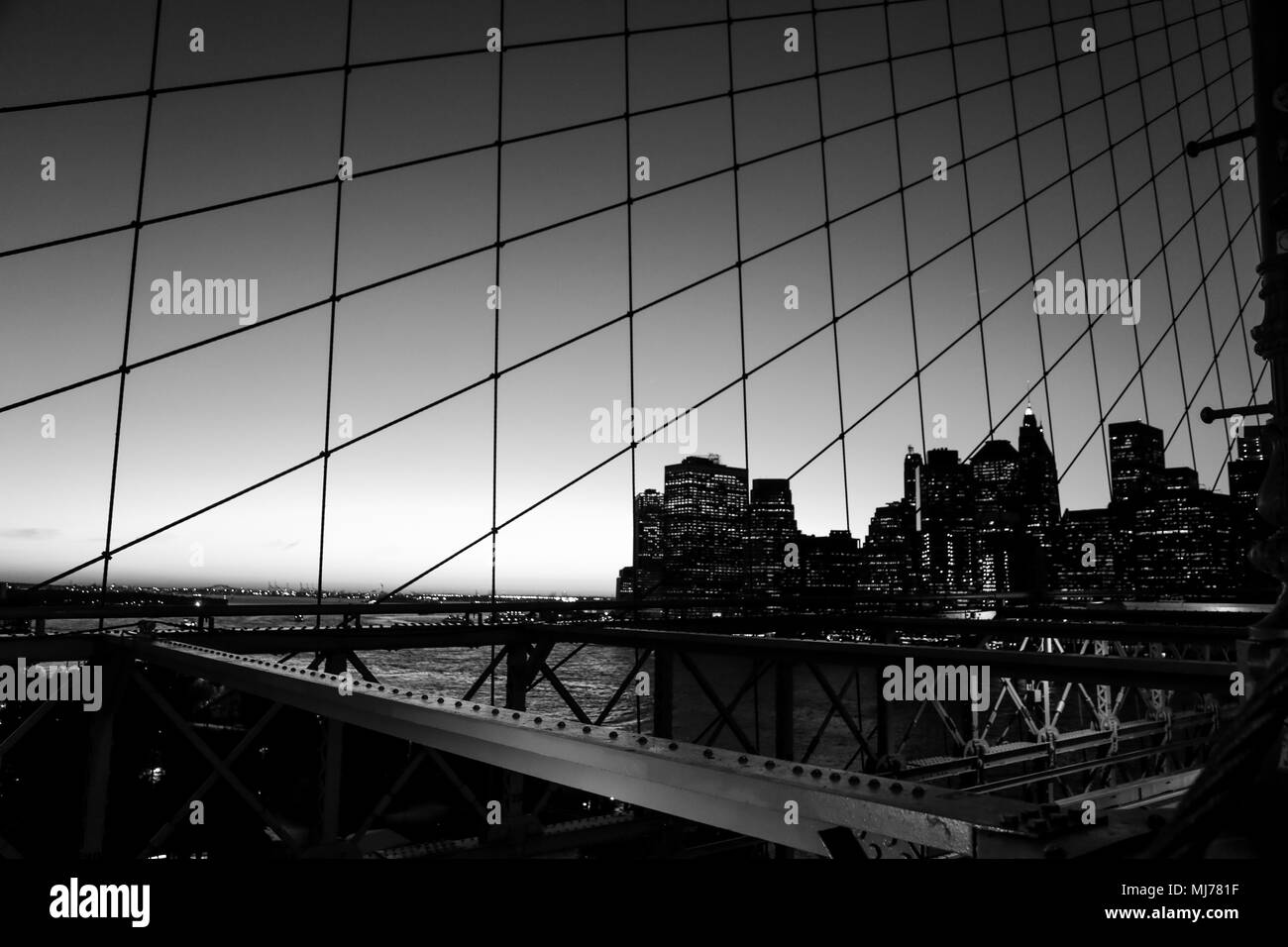Financial District von Brooklyn Bridge Stockfoto