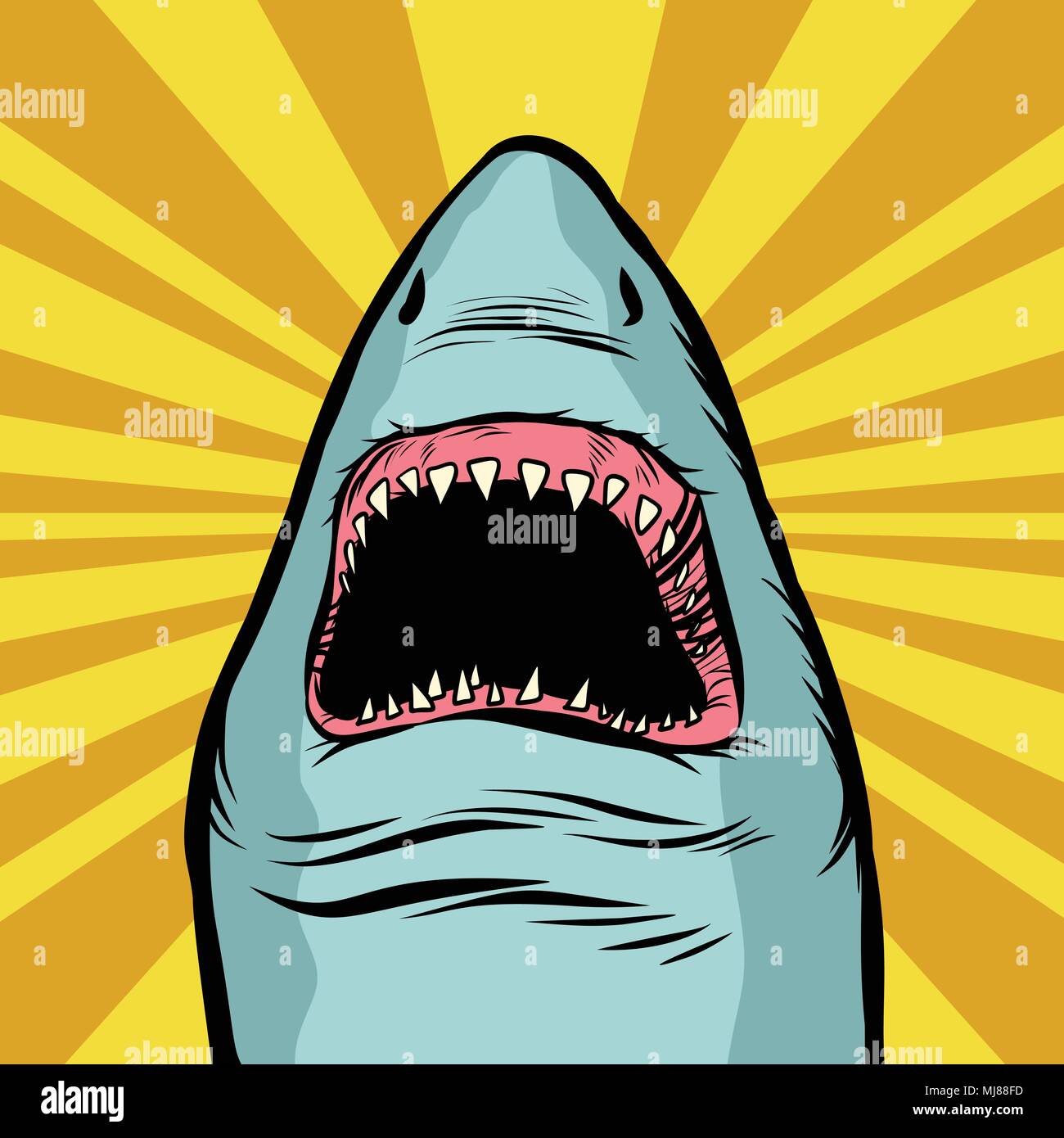 Shark Ozean Predator. Marine Fisch und Wasserparks. Comic cartoon Pop Art retro Vektor illustration Zeichnung Stock Vektor