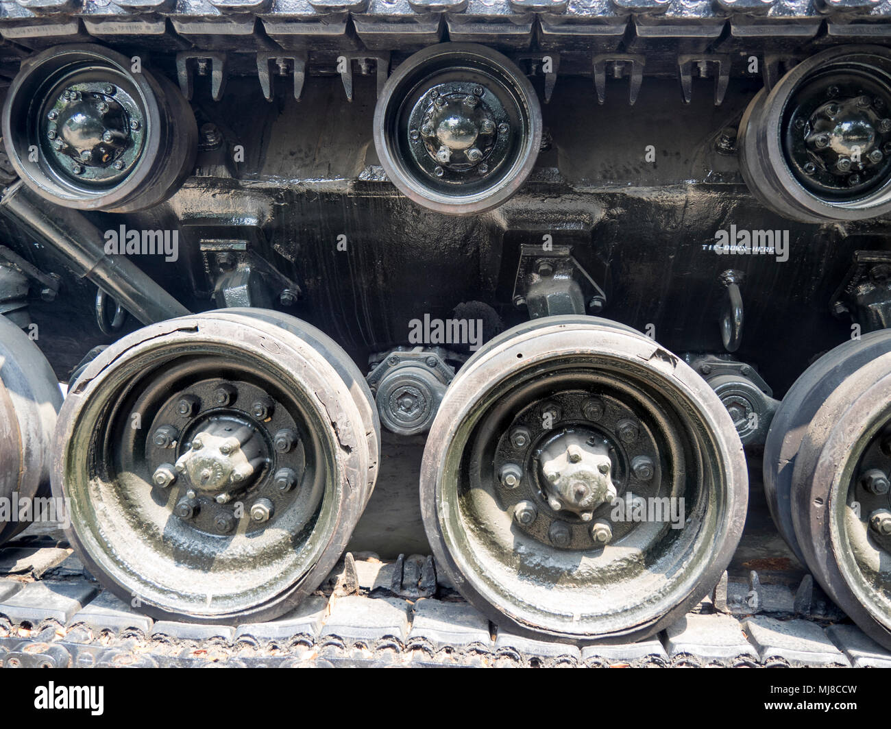US Army M48 Patton tank Lauffläche, kontinuierliche oder Caterpillar Track, aus dem Vietnamkrieg auf Anzeige an das War Remnants Museum, Ho Chi Minh City, Vietnam. Stockfoto