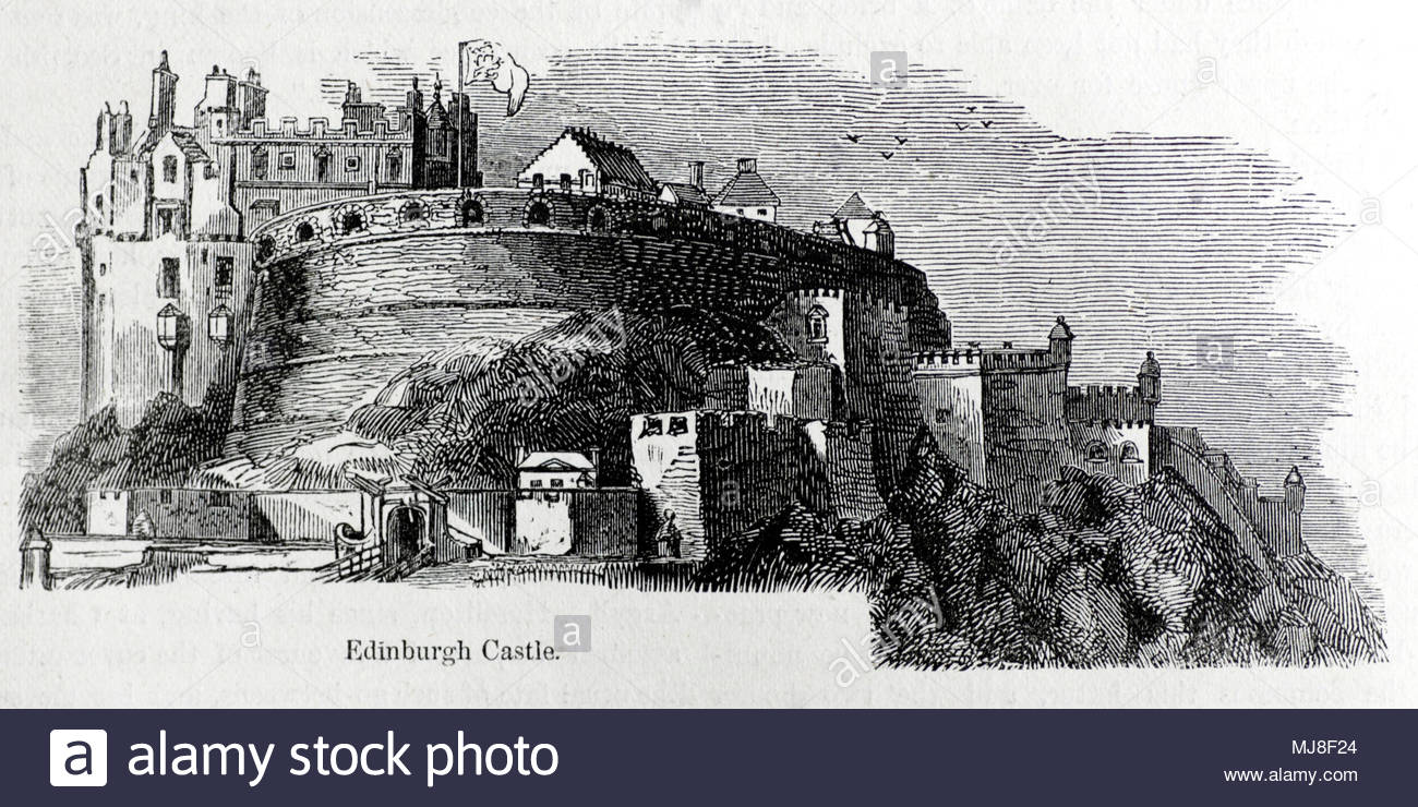 Das Edinburgh Castle, antike Darstellung von ca. 1880 Stockfoto