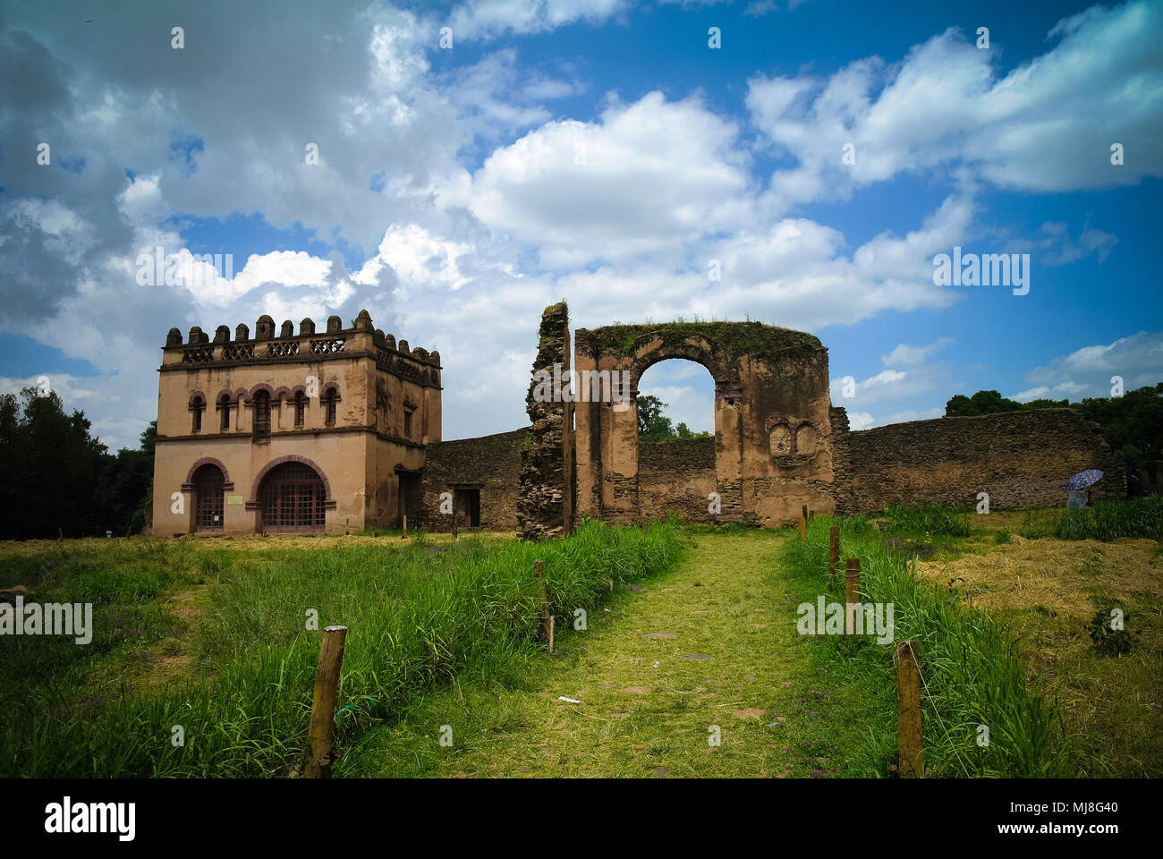 Fasilidas Schloss und Bibliothek in Fasil Ghebbi Website in Gonder, Äthiopien Stockfoto