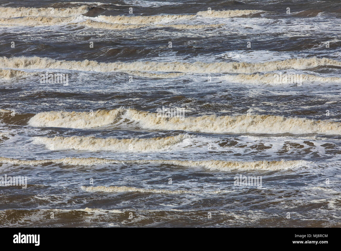 Nordsee, Sturm, unruhigen Meer, Wellen, Brechern, Rolle der Küste, Stockfoto