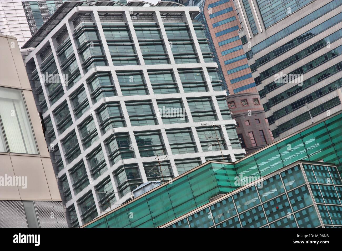 Skyscraper city - Singapur Bürogebäude abstrakte Architektur anzeigen. Stockfoto