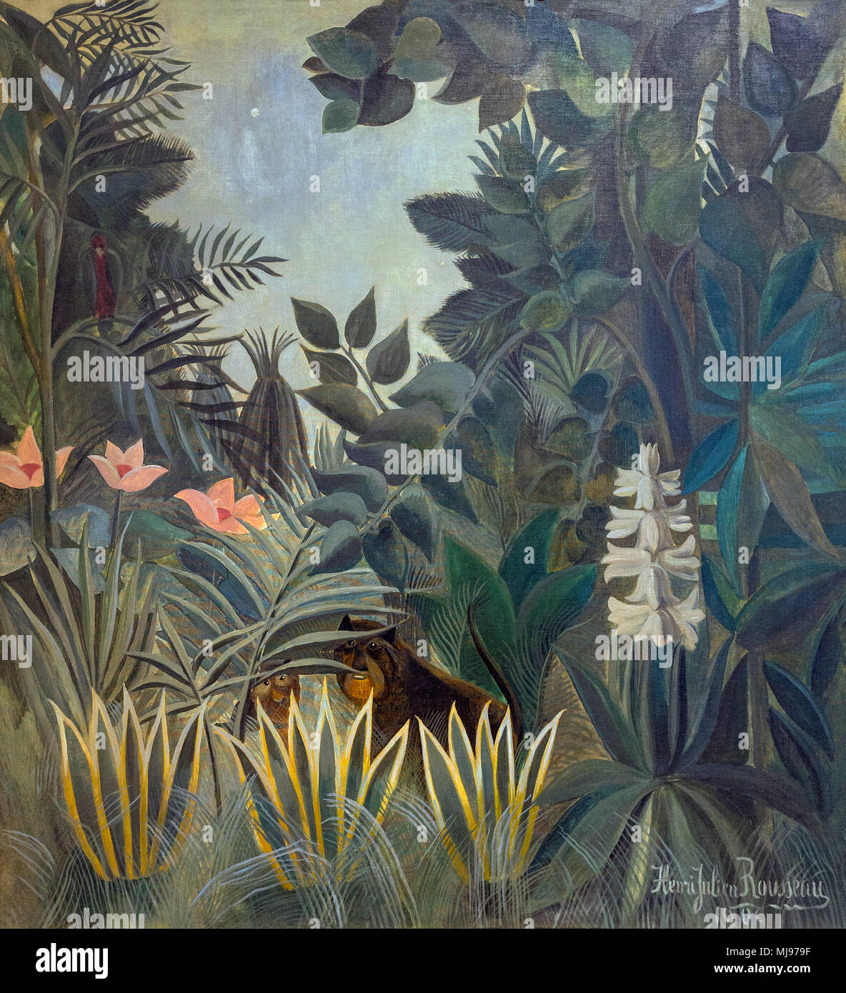 Die äquatorialen Jungle, Henri Rousseau, 1909, Nationalgalerie, Washington DC, USA, Nordamerika Stockfoto