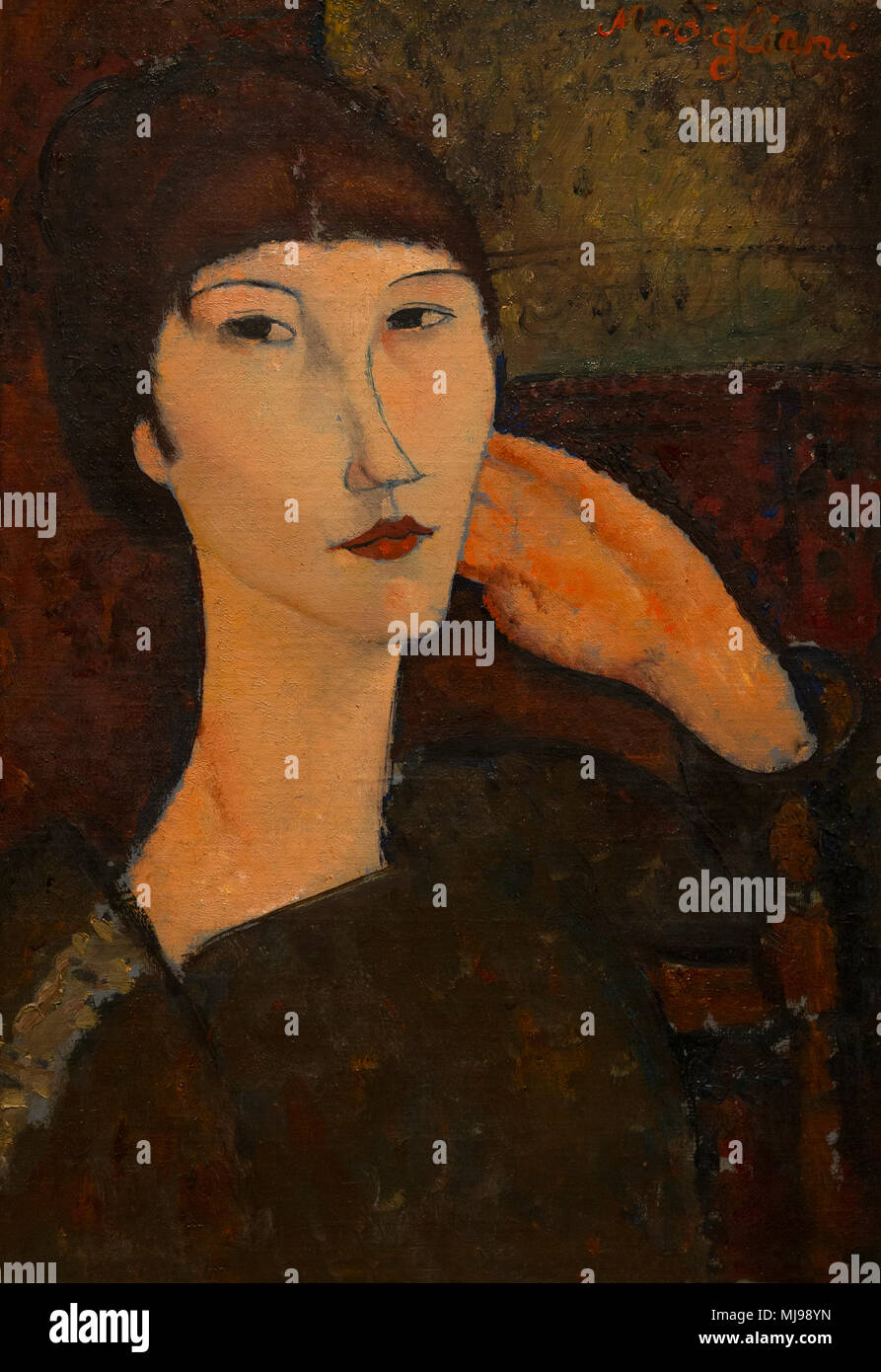 Adrienne, Frau mit Bangs, Amedeo Modigliani, 1917, Nationalgalerie, Washington DC, USA, Nordamerika Stockfoto