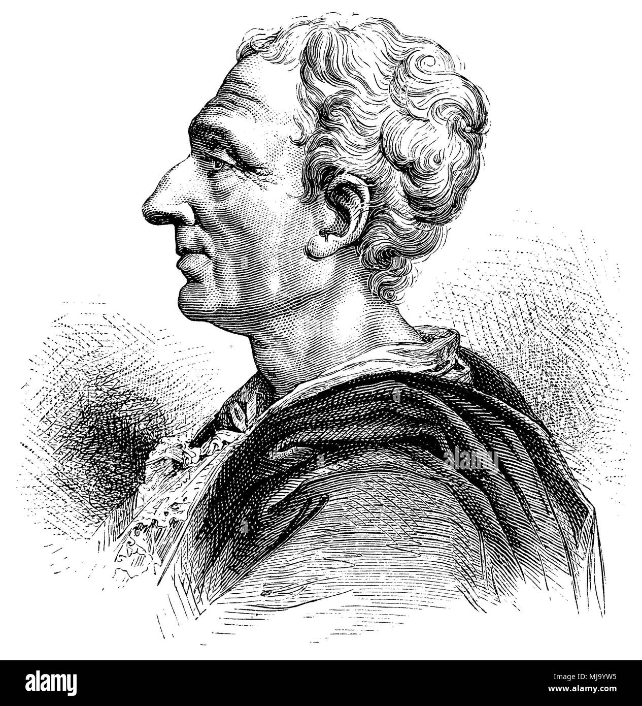 Charles de Secondat, Baron de La Brède et de Montesquieu (GEB.18. Januar 1689, starb am 10. Februar 1755), Stockfoto