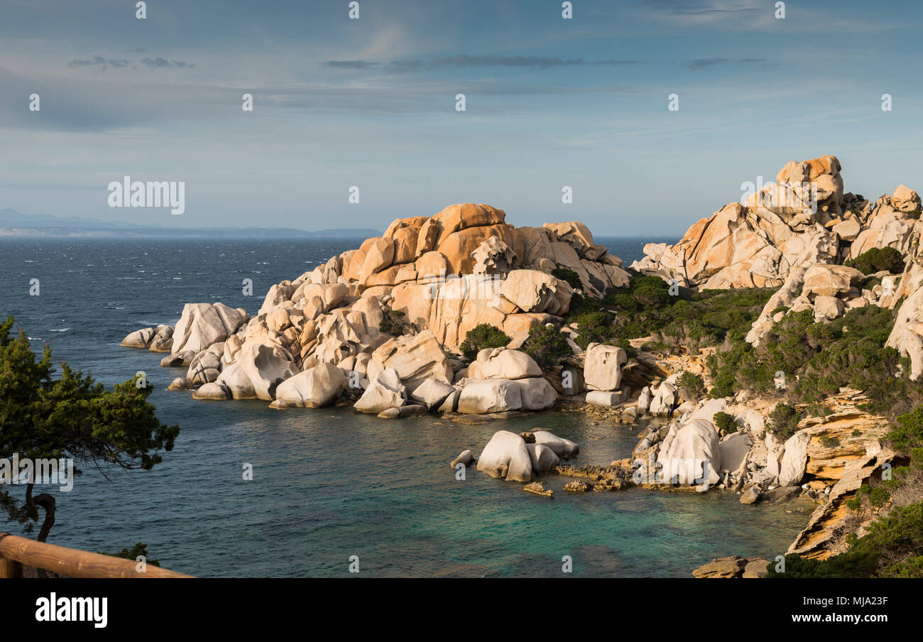 Felsen und Meer in palua auf Sardinien Insel Stockfoto