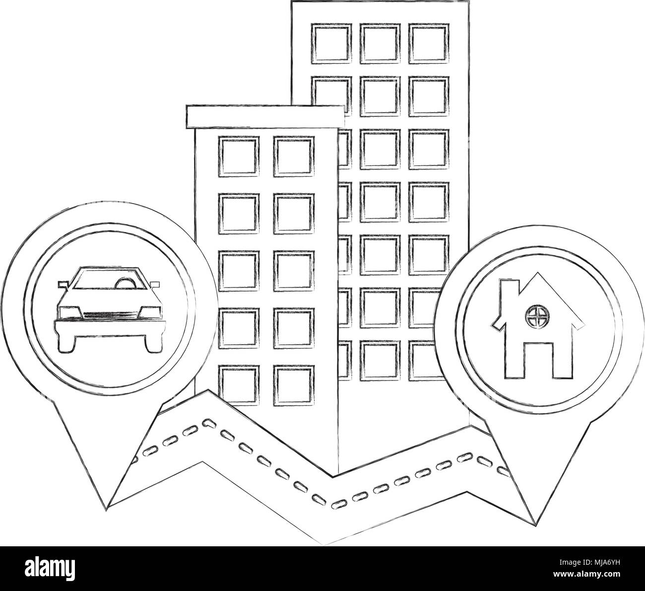 Mobile gpsNavigation route Tracker Home car Gebäude Vektor