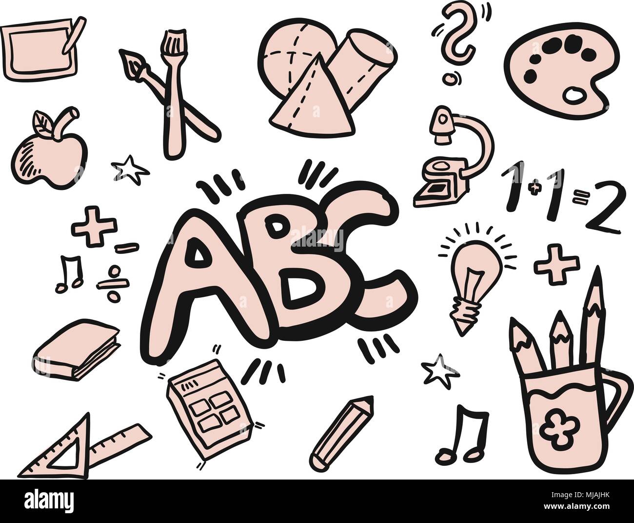 Zuruck Zu Scool Doodles Gefullt Mit Farbe Handgezeichnete Vektorgrafiken Stock Vektorgrafik Alamy alamy