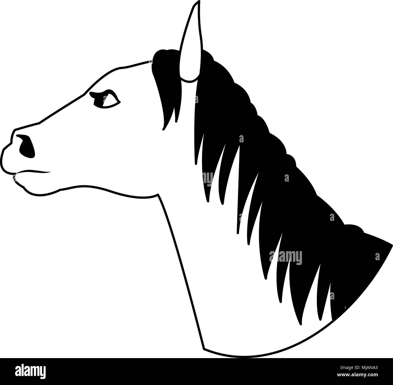 Pferdekopf Cartoon Auf Farben Schwarz Und Weiss Stock Vektorgrafik Alamy