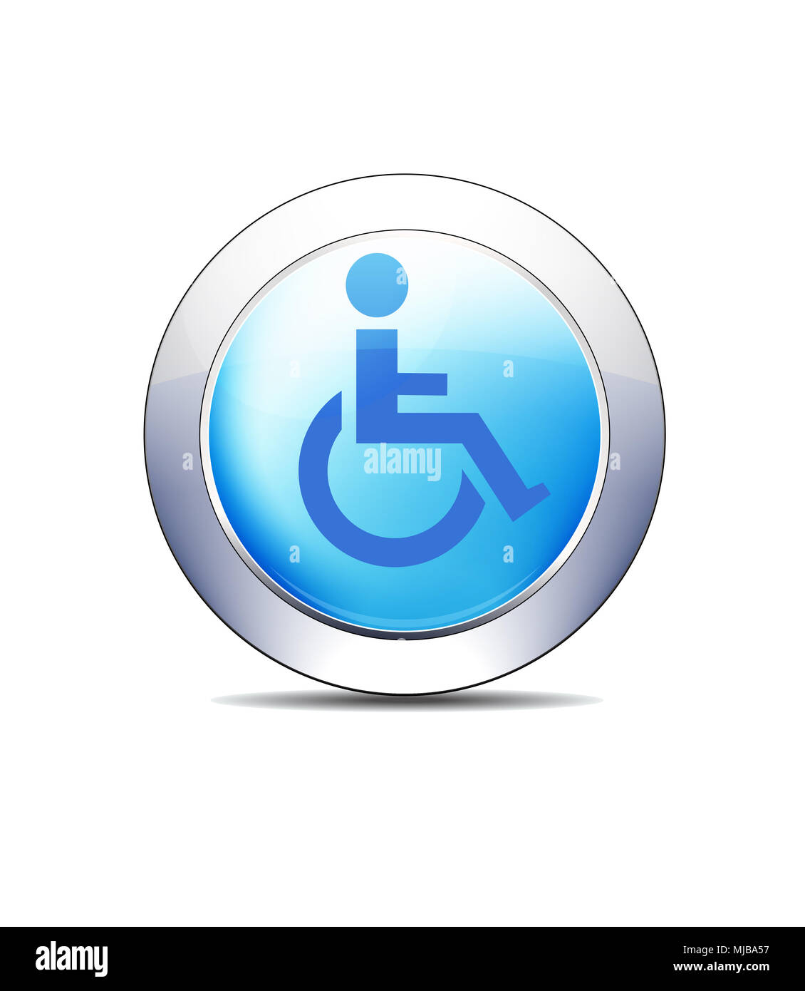 Blaues Symbol Schaltfläche deaktiviert Rollstuhl Symbol Healthcare und Pharma Stockfoto