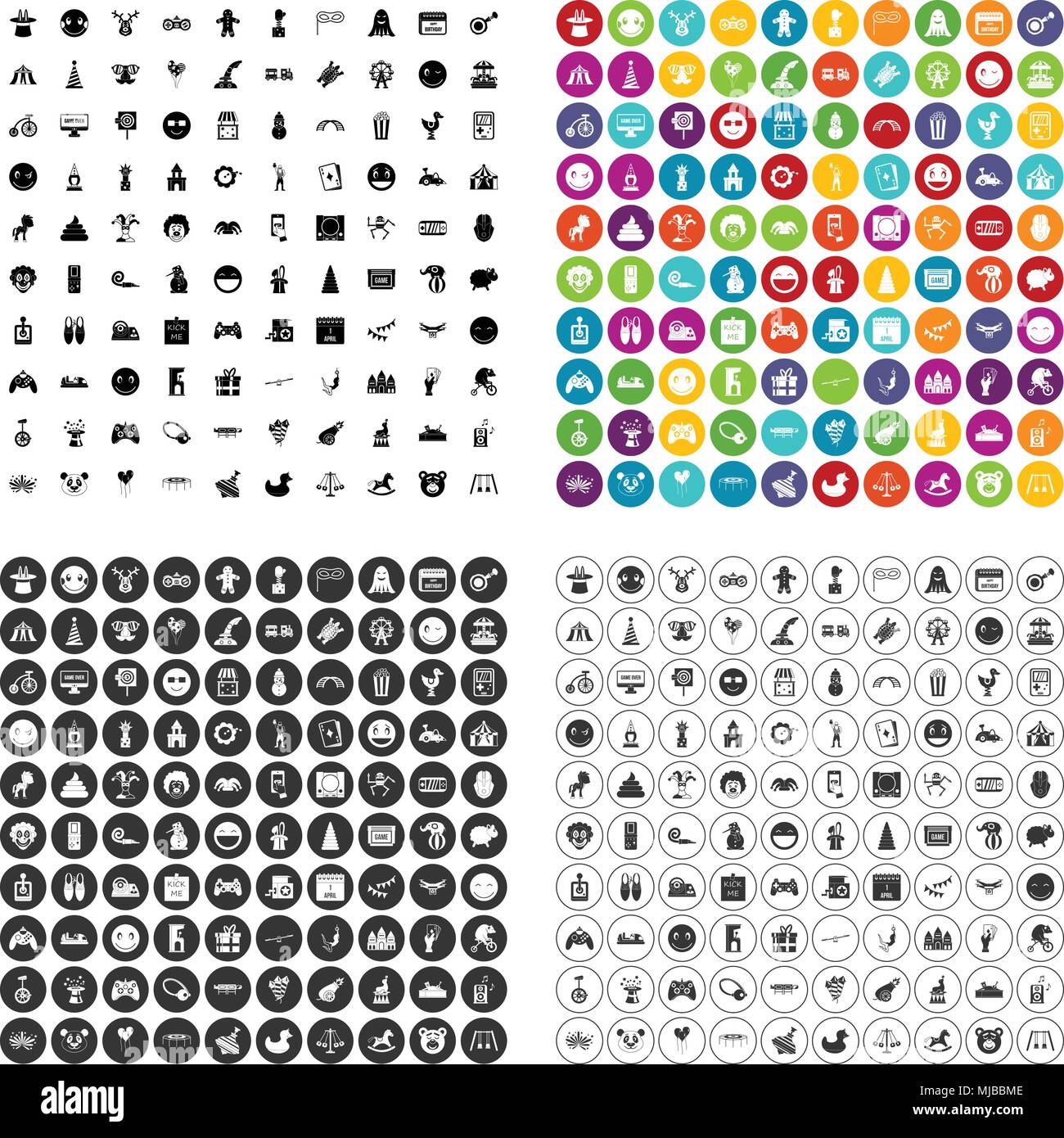 100 funny Icons Set Vector Variante Stock Vektor