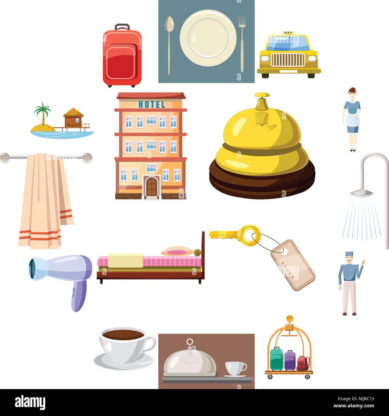 Hotel Icons Set Cartoon Stil Vektor Abbildung Bild 183418399