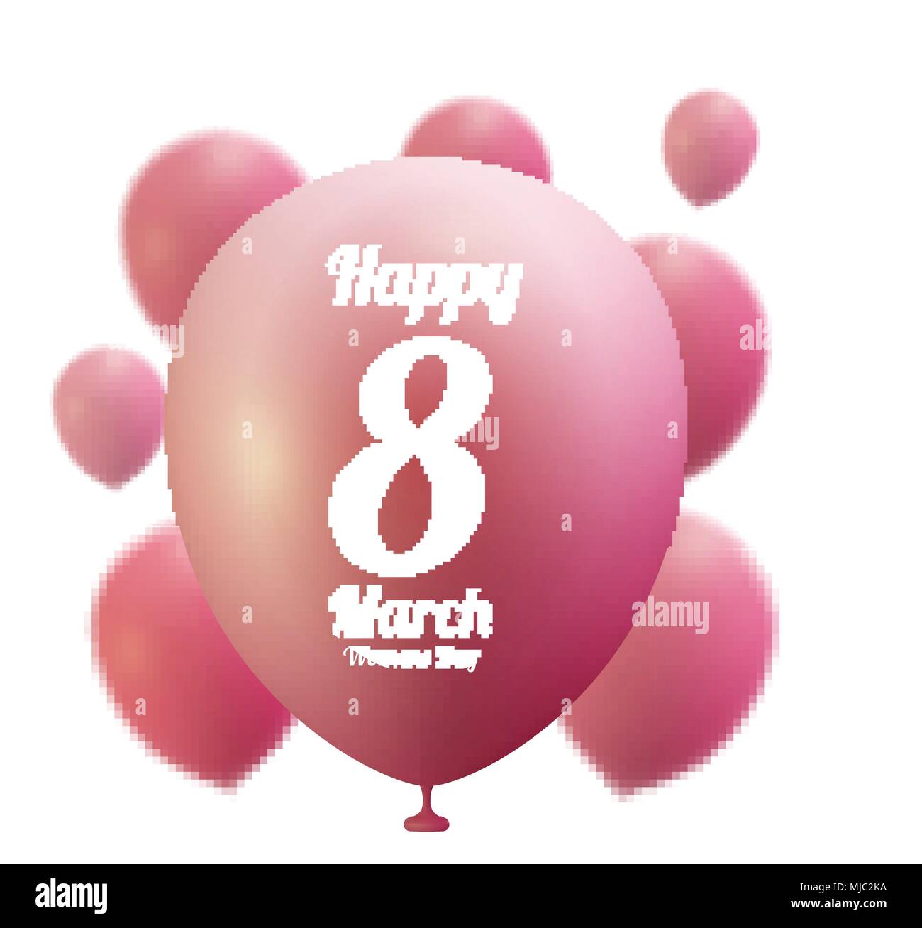 8. März Frauentag Grußkartenvorlage. Rosa Ballon, Vektor, Abbildung Stock Vektor