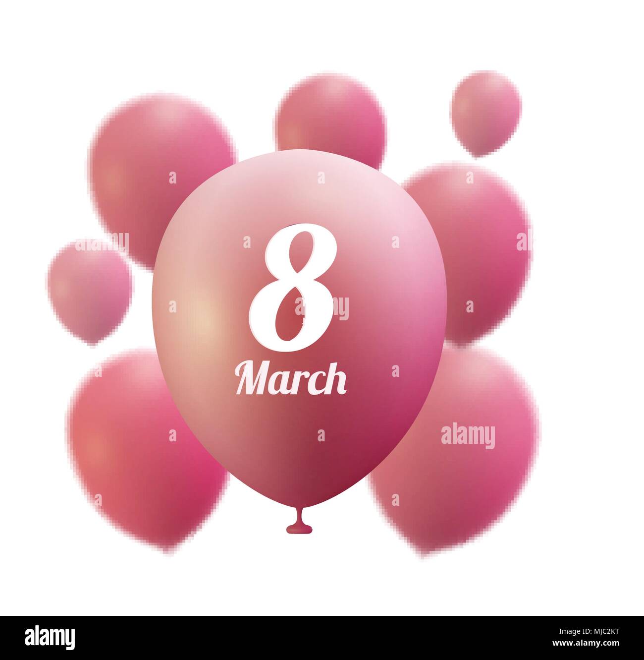 8. März Frauentag Grußkartenvorlage. Rosa Ballon, Vektor, Abbildung Stock Vektor