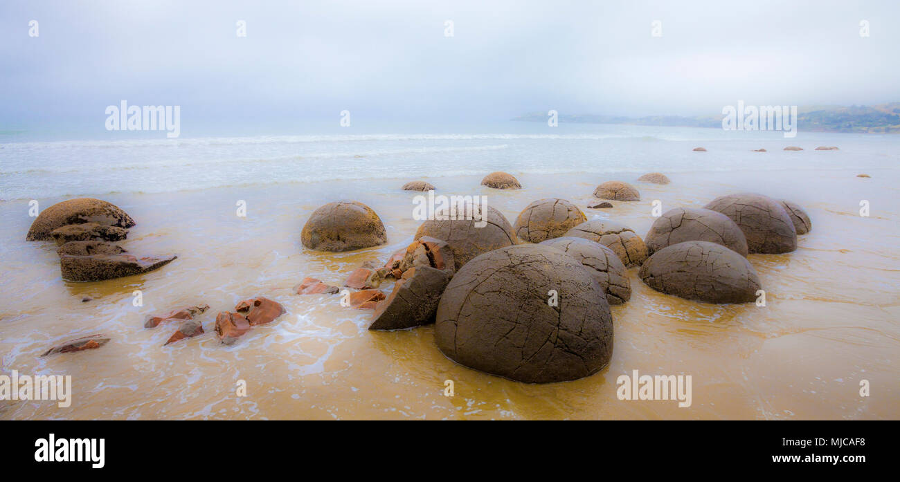 Moeraki Boulders, ein Wahrzeichen in New Zealnd, Südinsel Stockfoto