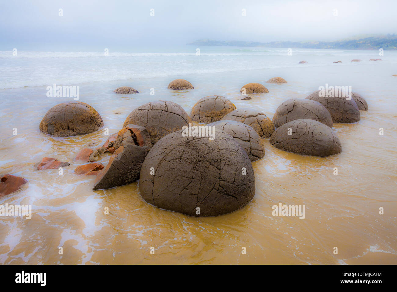 Moeraki Boulders, ein Wahrzeichen in New Zealnd, Südinsel Stockfoto