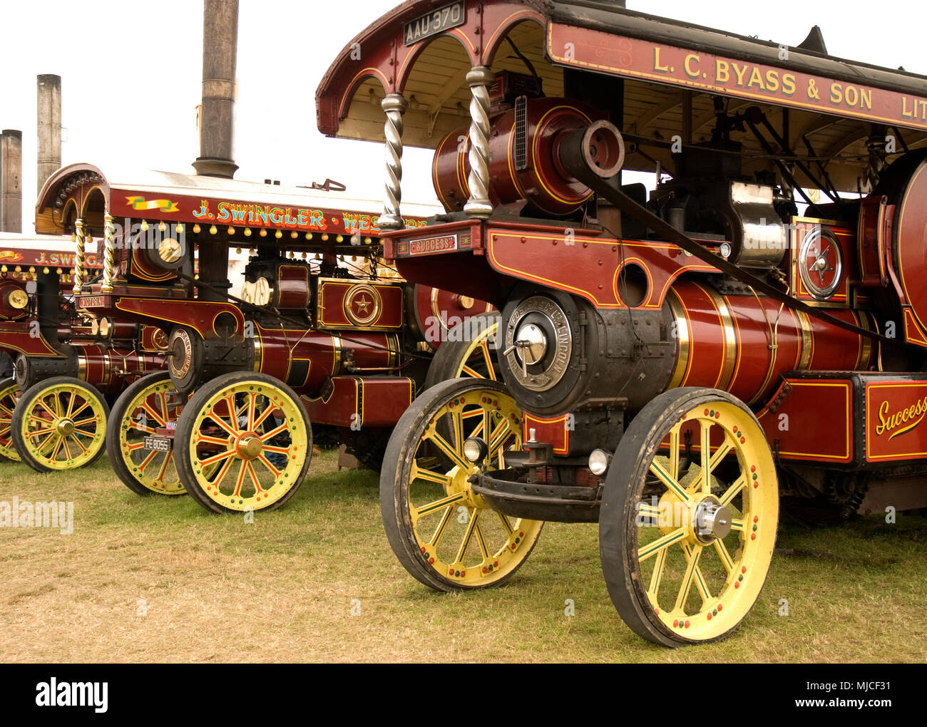 Dampfbetriebene Zugmaschinen am Great Dorset Steam Fair. Stockfoto