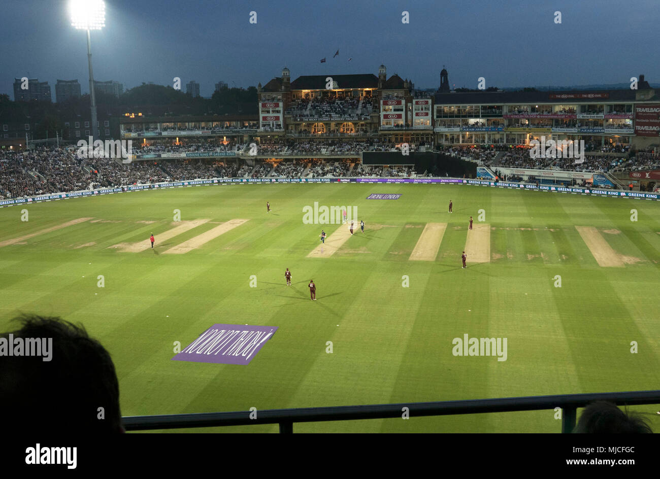 England spielen limited Overs match v West Indies, Tag Nacht Spiel Cricket am Oval 2017 Stockfoto