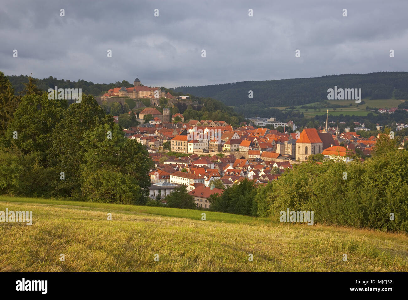 Altstadt von Kronach und Festung Rosenberg, Oberfranken, Franken, Bayern, Deutschland, Stockfoto