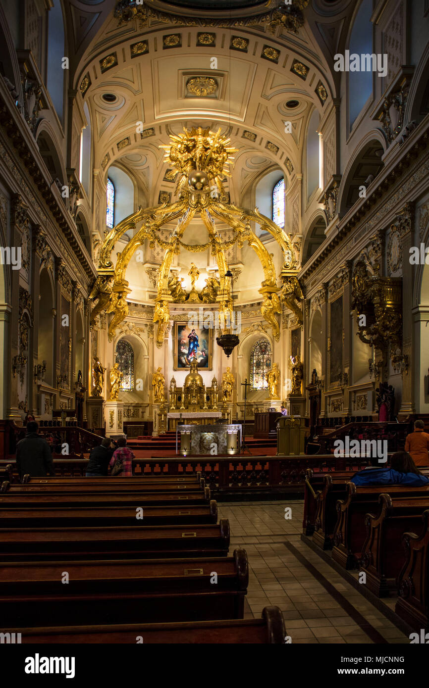 Innenraum der Cathedral-Basilica von Notre-Dame de Québec in Québec City Stockfoto